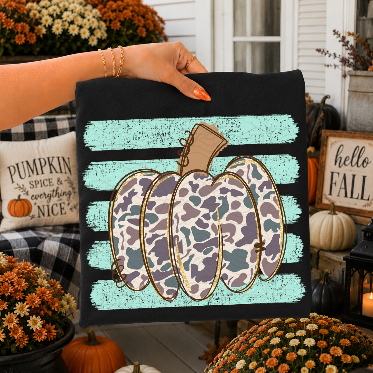 Camo Pumpkin And Stripes