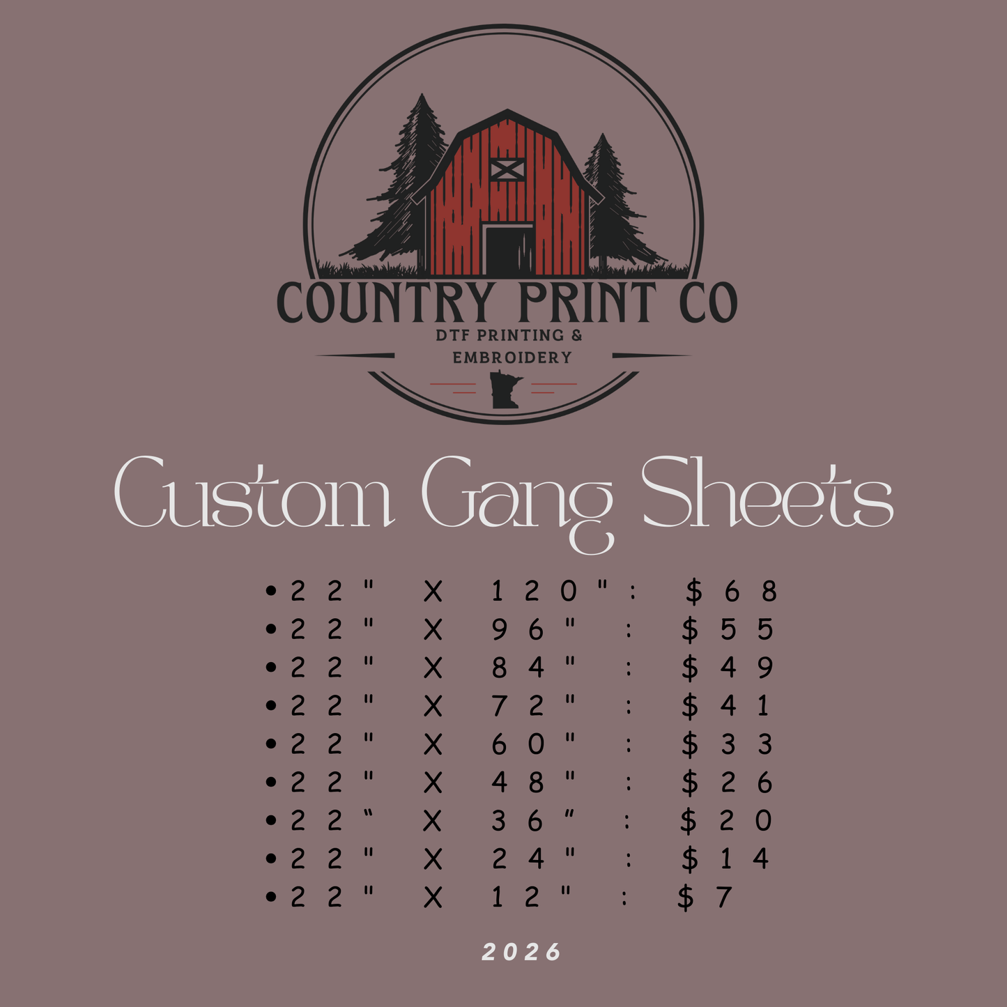 Custom DTF Gang Sheet