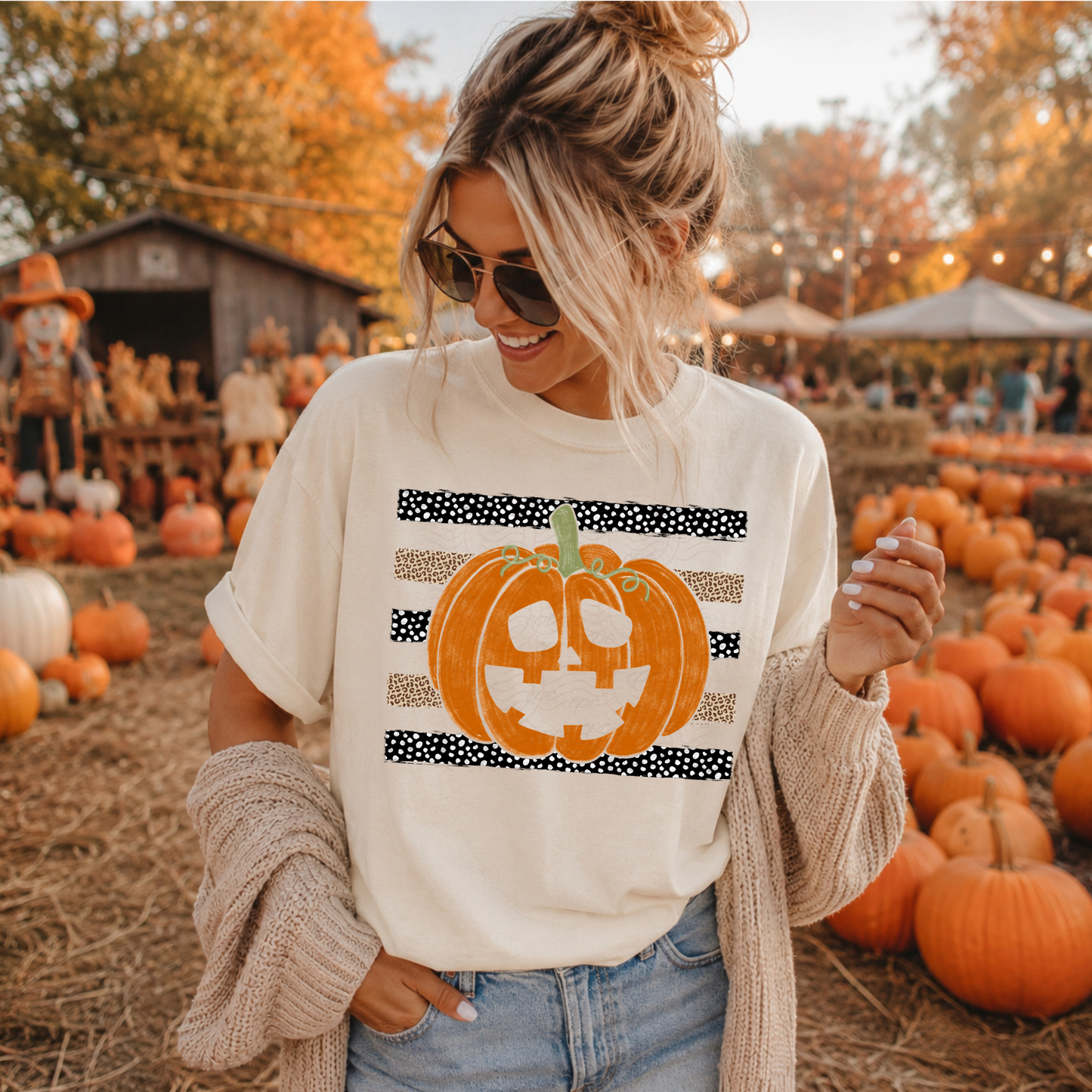 Chalk Pumpkin Stripes