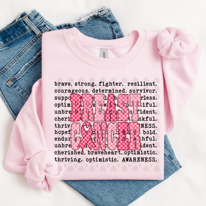 Checkered Breast Cancer Typography