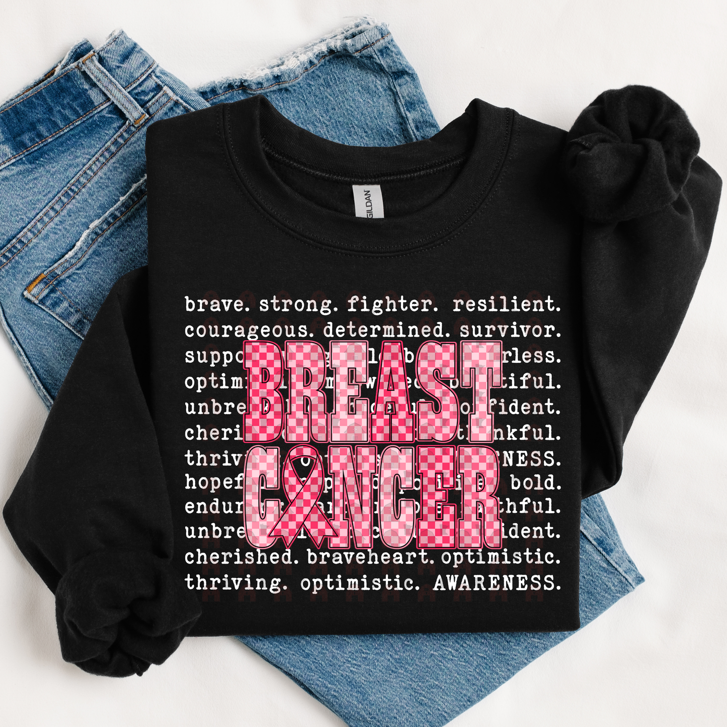 Checkered Breast Cancer Typography