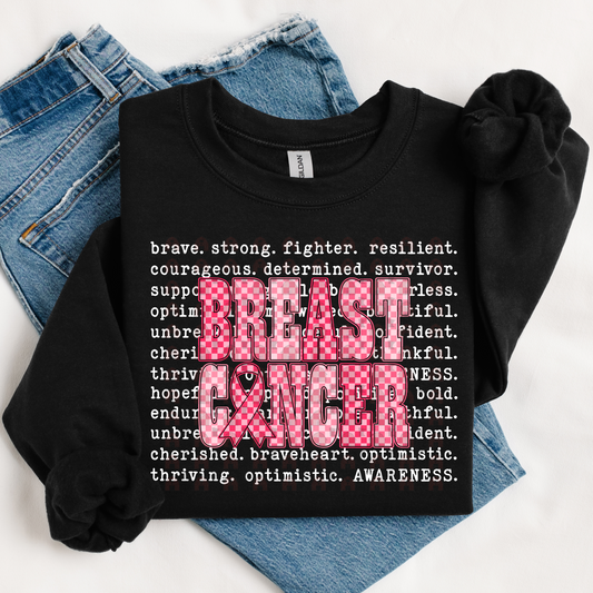 Checkered Breast Cancer Typography