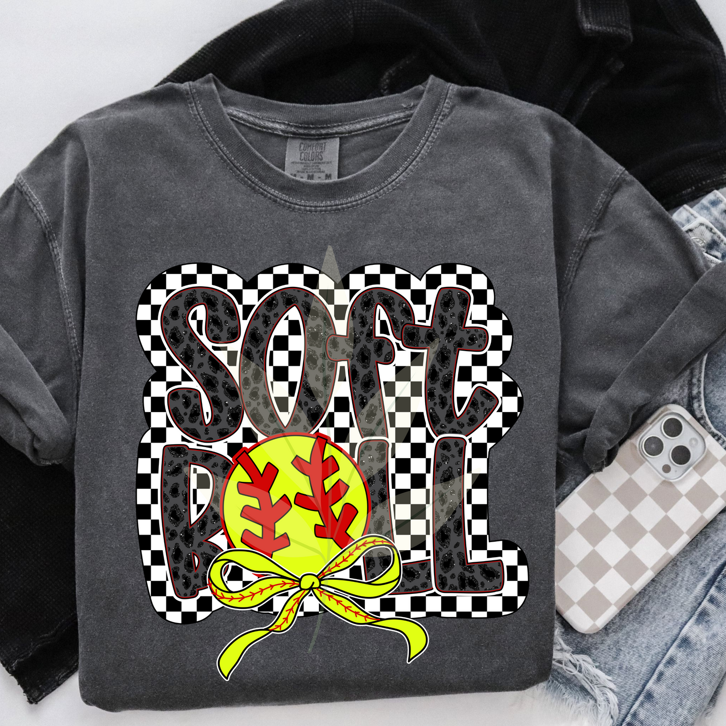 Checkered Softball With Bow