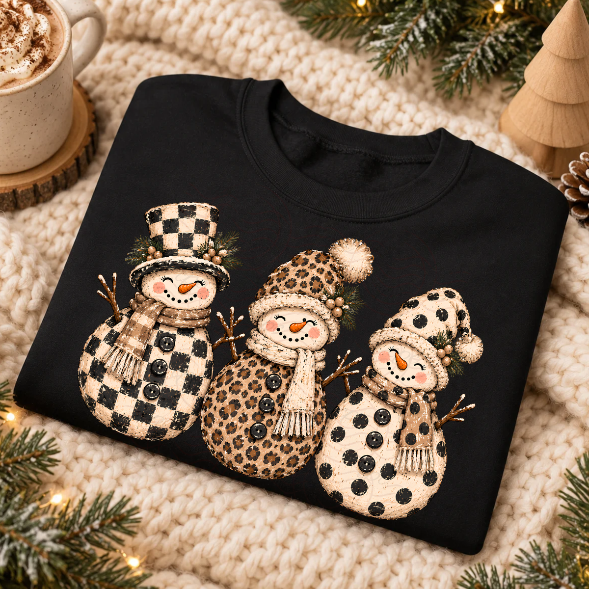 Check Leopard Dotted Trio Snowmen