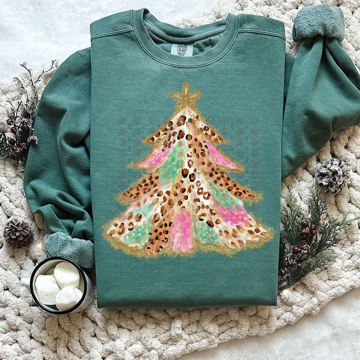 Christmas Tree Hand Drawn Leopard