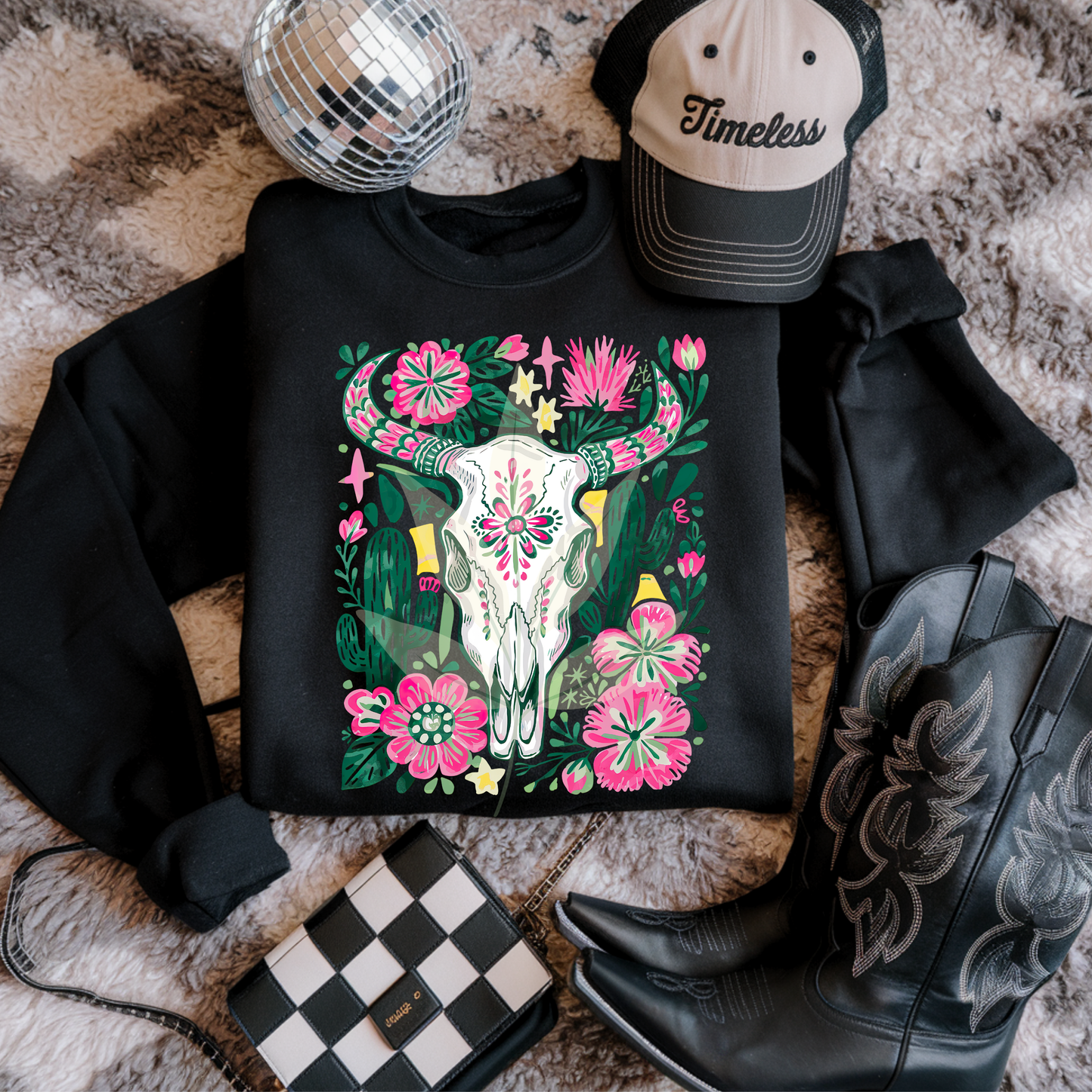 Colorful Floral Boho Skull