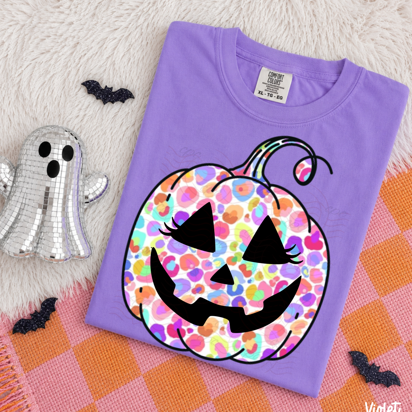 Colorful Leopard Pumpkin Face
