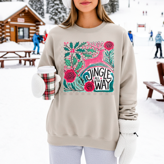 Deer Floral Jingle All The Way