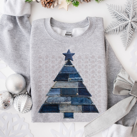 Denim Christmas Tree Patchwork