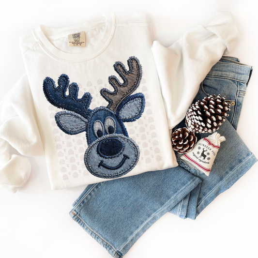 Denim Cute Reindeer Patchwork