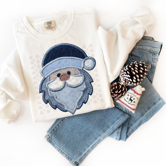 Denim Cute Santa Patchwork