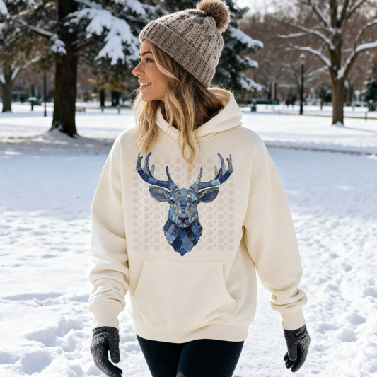 Denim Reindeer Head Patchwork