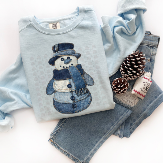 Denim Snowman Patchwork
