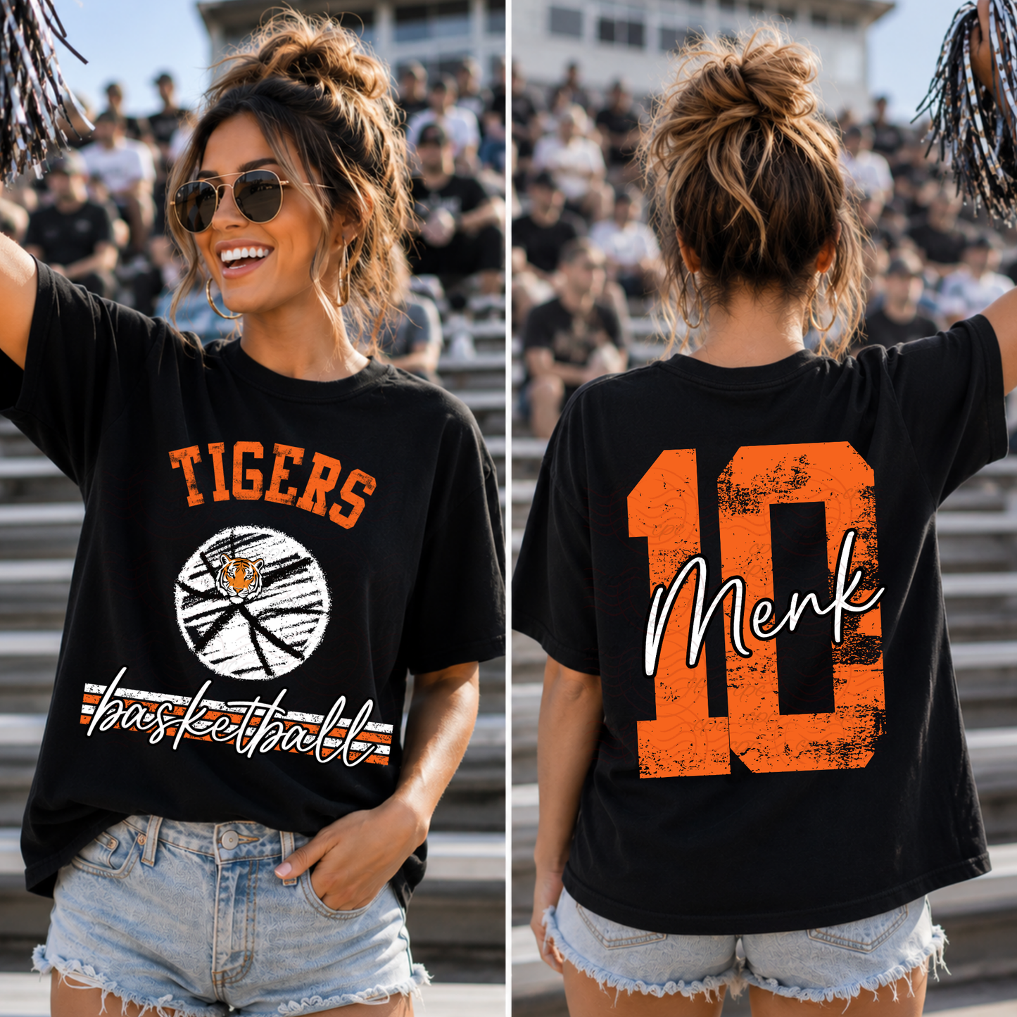 CUSTOMIZABLE - Distressed Basketball With Numbers (BACK)