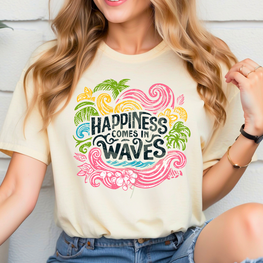 Distressed Colorful Happiness Comes In Waves