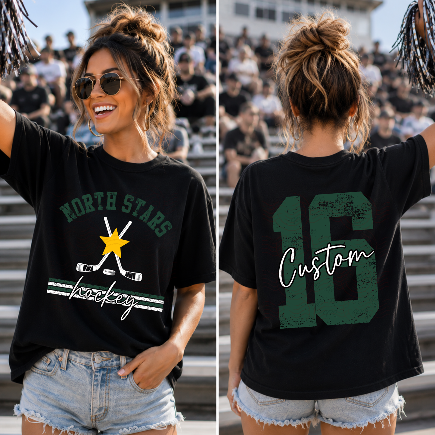 CUSTOMIZABLE - Distressed Hockey With Numbers (FRONT)