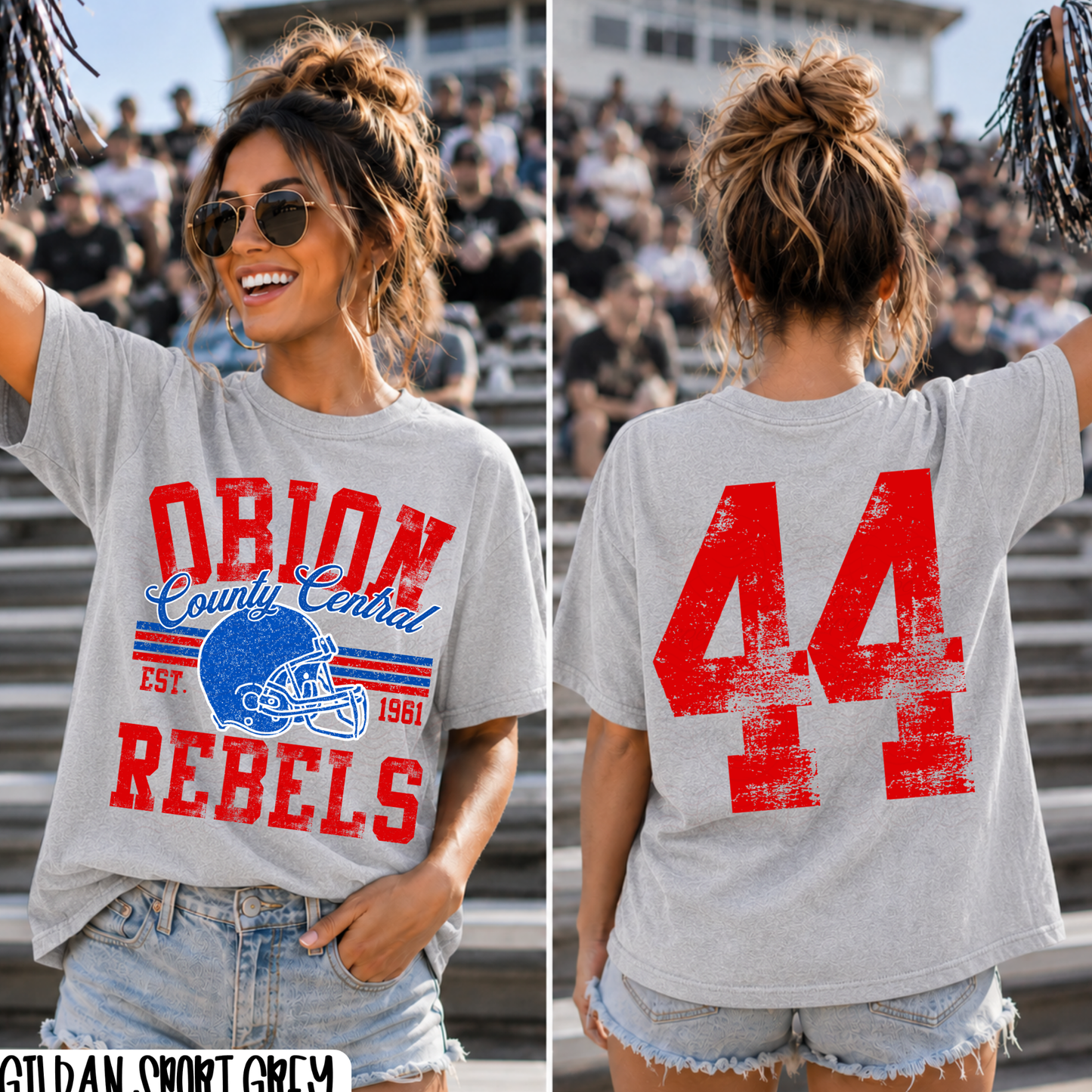 CUSTOMIZABLE - Distressed Stripes Football BACK