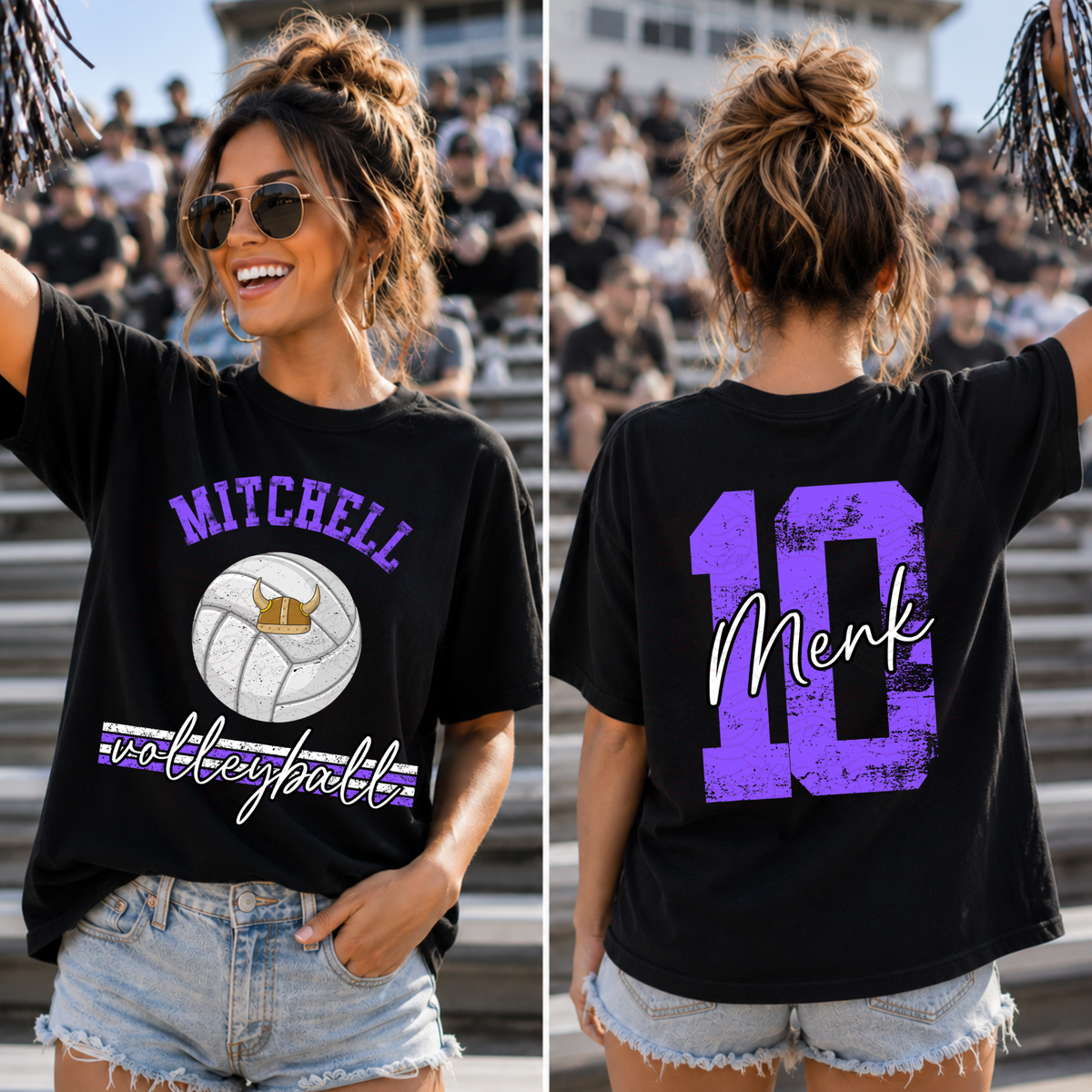 CUSTOMIZABLE - Distressed Volleyball With Numbers (BACK)