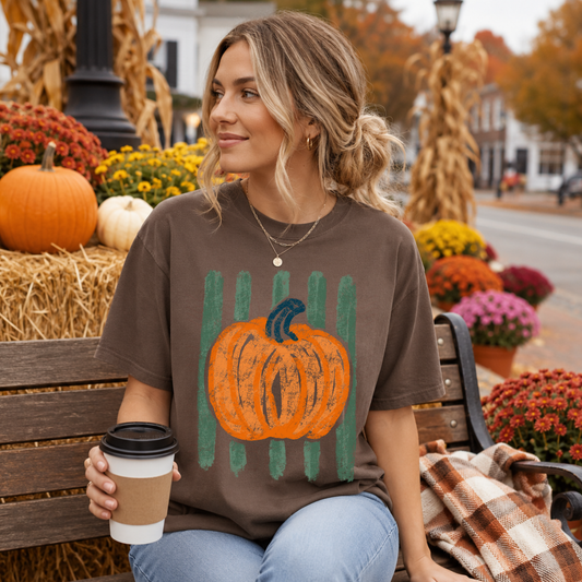 Fall Crayon Pumpkin And Stripes