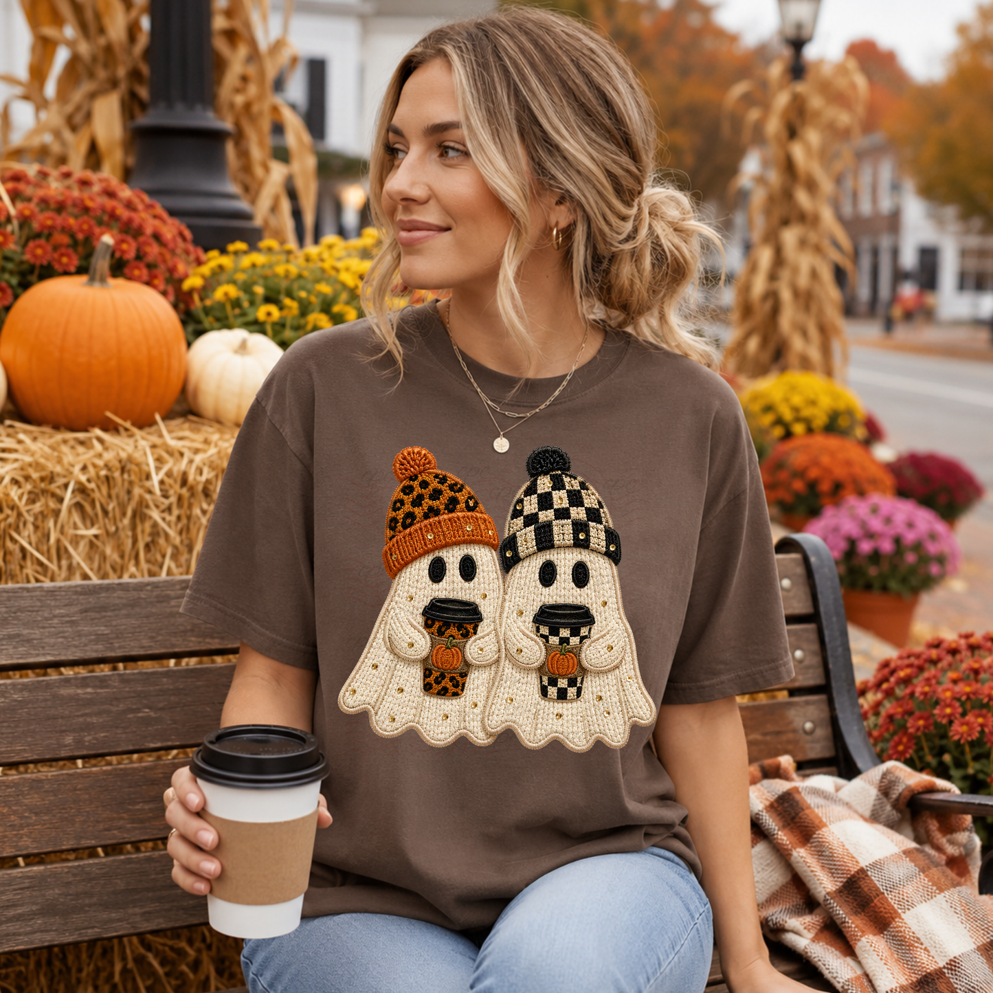 Fall Ghosts Leopard Check Hats
