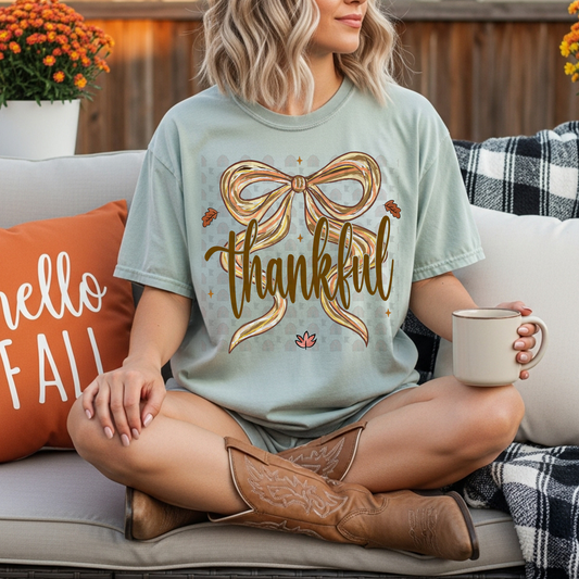 Fall Leaves Thankful Bow