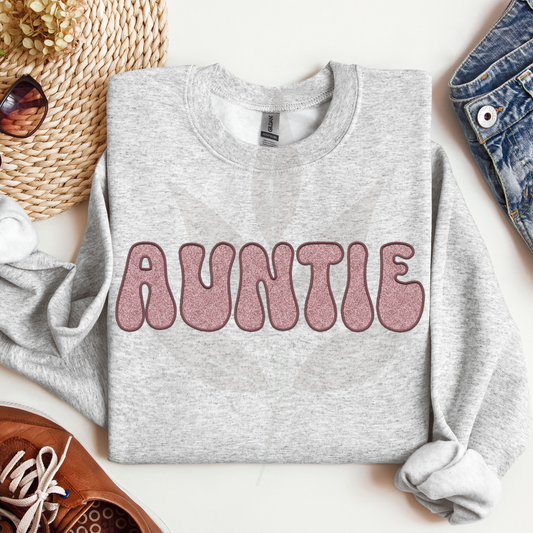 Customizable Faux Embroidery Mauve Word