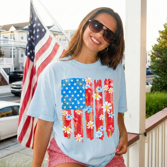 Floral Brushstroke USA Flag