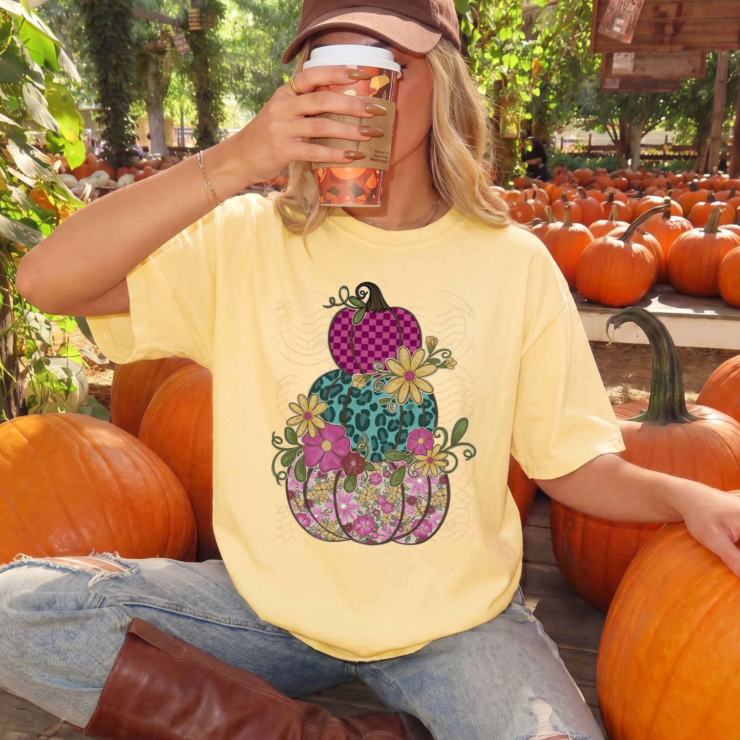 Floral Frills Pumpkin Stack