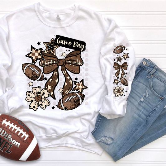 Game Day Football Bow And Stars