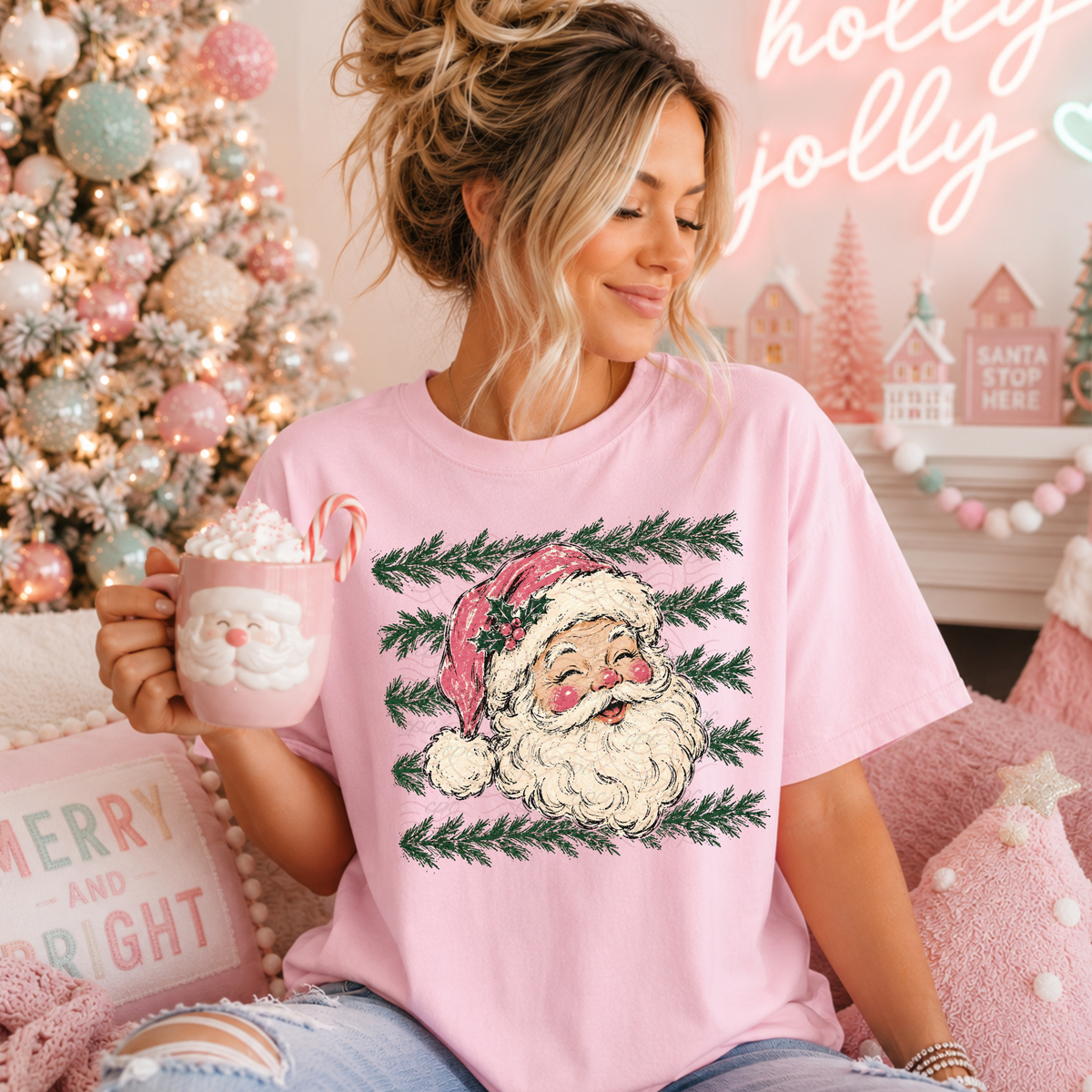 Garland Pink Santa Hat