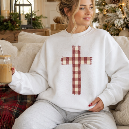 Gingham Christmas Cross