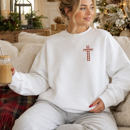 Gingham Christmas Cross