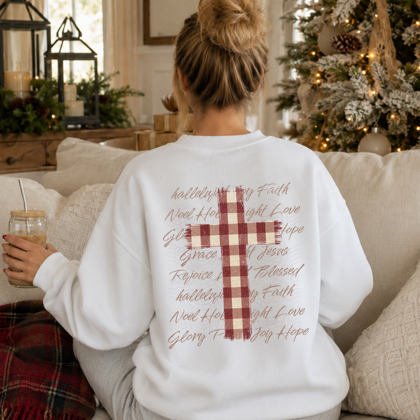 Gingham Christmas Cross