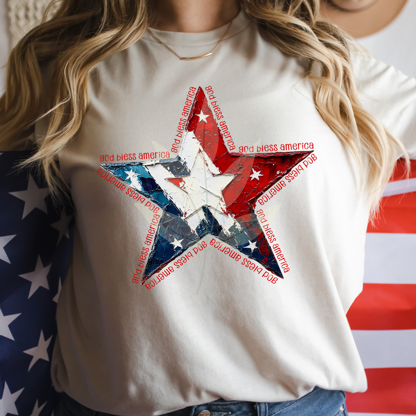 God Bless America Painted Star