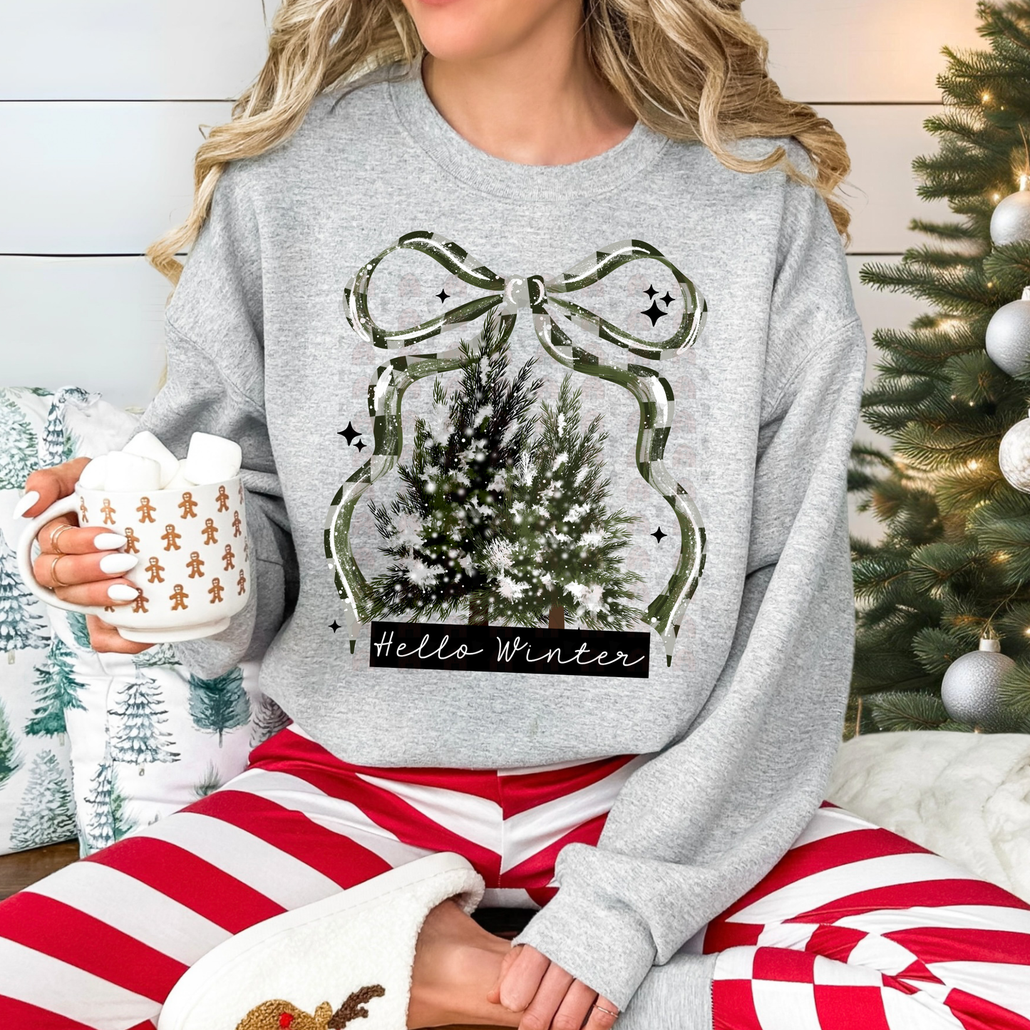 Green Black Check Hello Winter