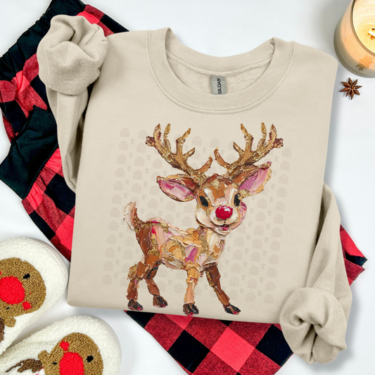 Hand Painted Red Nose Reindeer