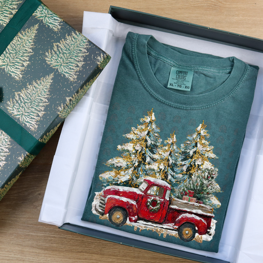 Hand Painted Vintage Christmas Truck