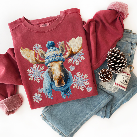 Hand Painted Winter Moose