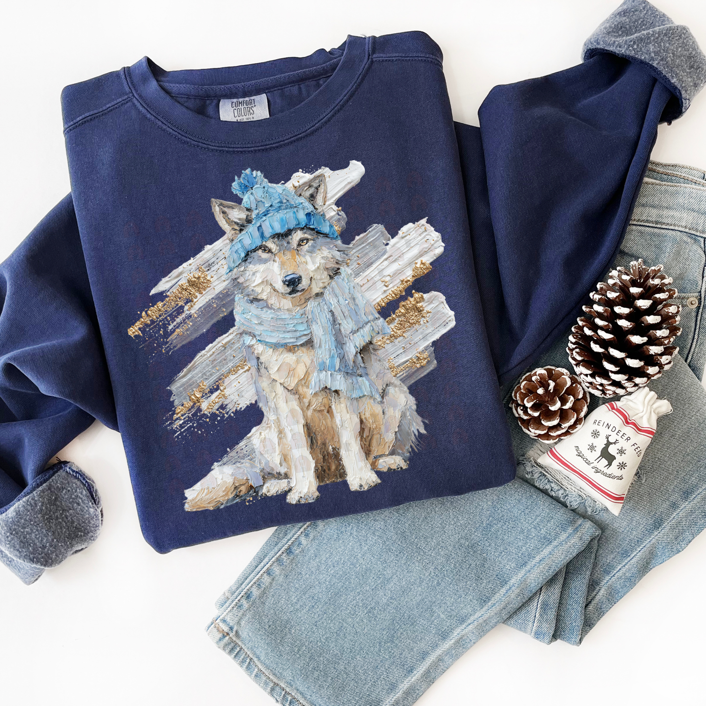 Hand Painted Winter Wolf