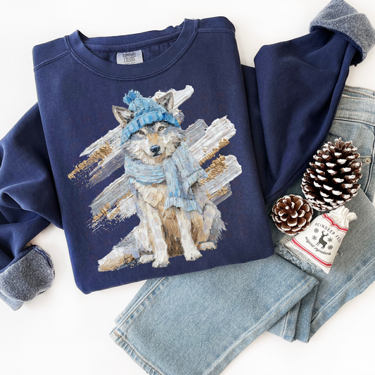 Hand Painted Winter Wolf