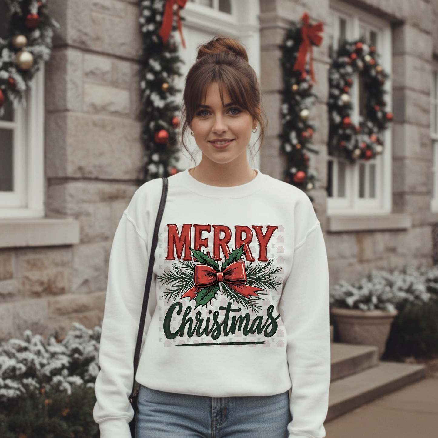 Holiday Pine Bow Merry Christmas