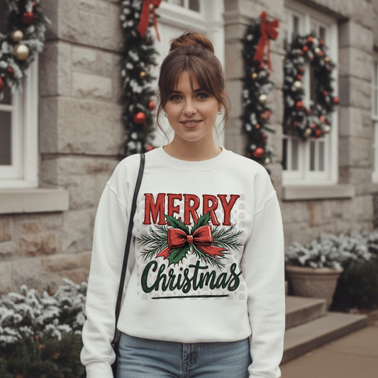 Holiday Pine Bow Merry Christmas