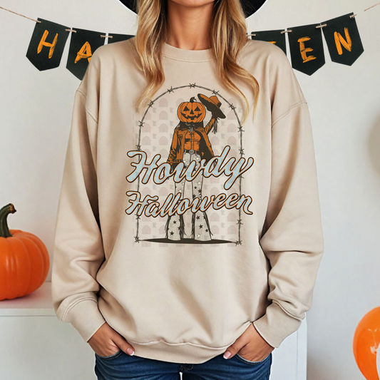 Howdy Halloween Pumpkin Cowgirl