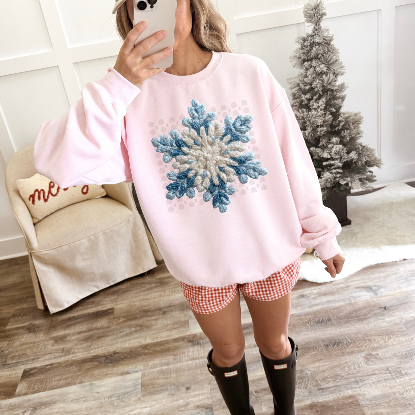 Latch Hook Yarn Blue White Snowflake