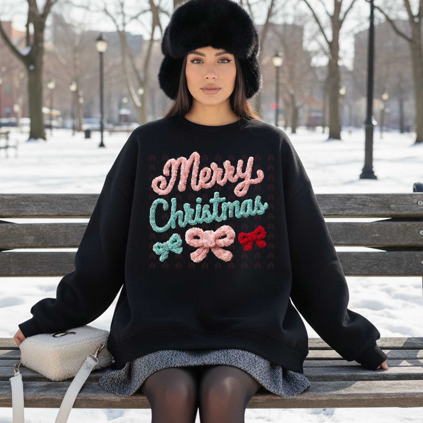 Latch Hook Yarn Merry Christmas Bows