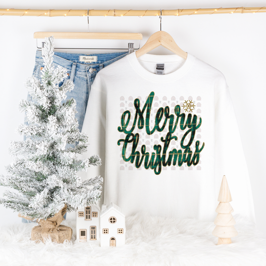 Merry Christmas Green Plaid And Gold