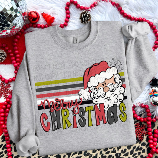 Merry Christmas Retro Stripe Santa