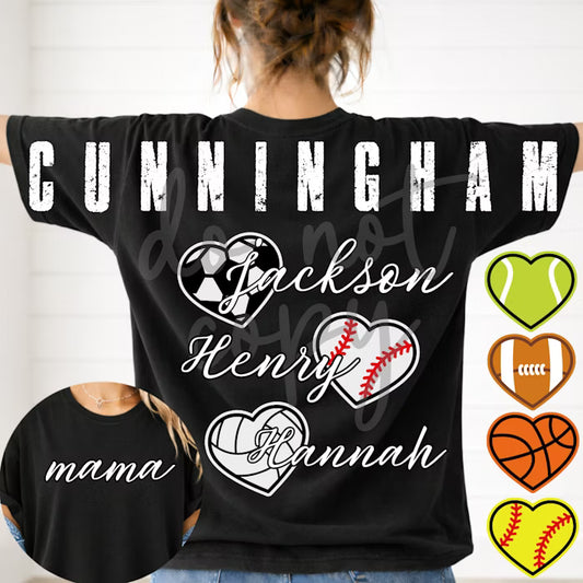 Multi Sports Names And Sports Hearts - CUSTOMIZABLE