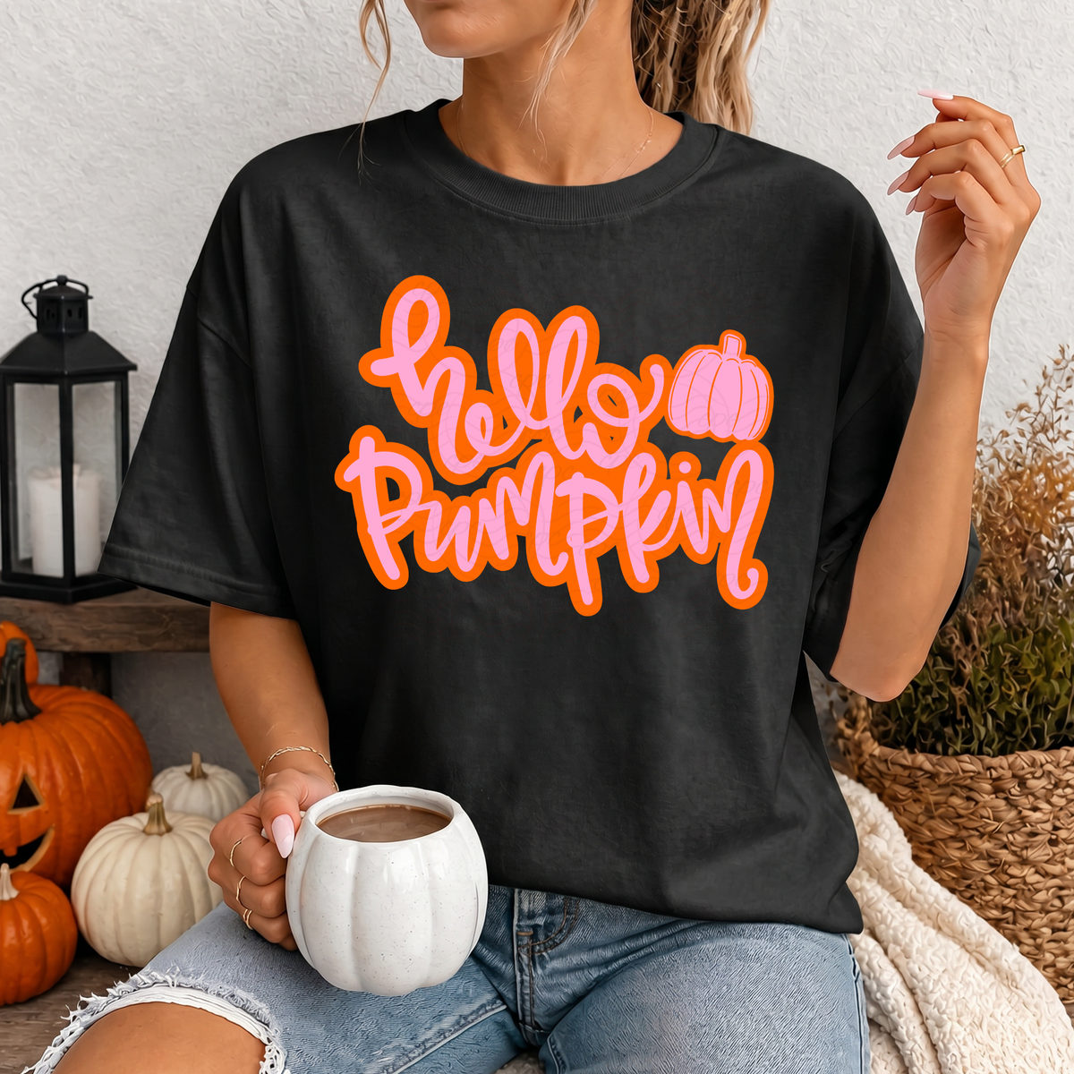 Orange And Pink Hello Pumpkin