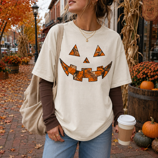 Orange Camo Pumpkin Face